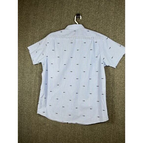 Cremieux Montauk Collection Cotton Shirt, Vista Blue Striped Embroidered, L. - Picture 3 of 7